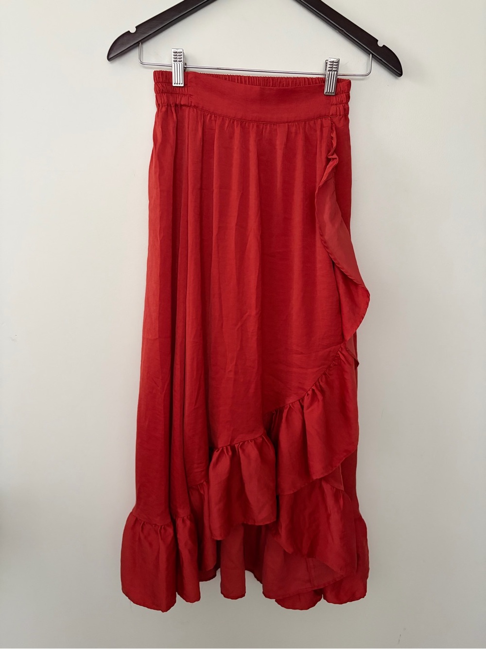 Maje Ruffle Asymmetrical Tiered Midi Skirt - Size 1